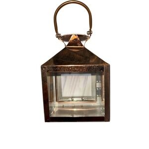 Weddingstar Candle Lantern Sm Brown Square Hanging Handle Hinge Door tea light